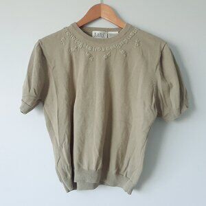 Vintage 90s Tabi International 100% Cotton Floral Embroidered Top